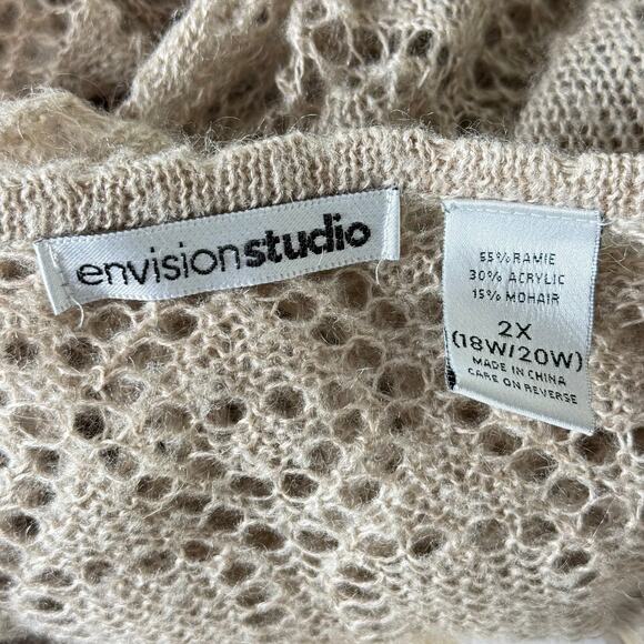 Vintage 90s Y2k Open Knit Mohair Cardigan Sweater Fairy Grunge Coquette Dolly 2X - Picture 5 of 6